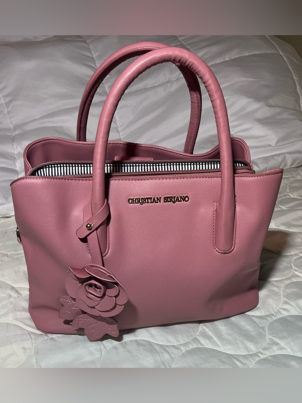 Christian Siriano Rose Pink Floral Charm Tote